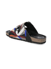 A pair of Black Hand Embroided sliders A pair of Black Hand Embroided sliders