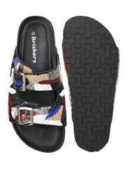 A pair of Black Hand Embroided sliders A pair of Black Hand Embroided sliders
