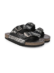 A pair of Balck/Silver Hand Embroided sliders A pair of Balck/Silver Hand Embroided sliders