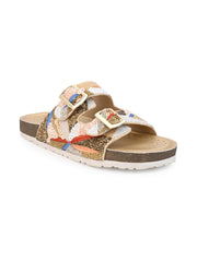 A pair of White Hand Embroided sliders A pair of White Hand Embroided sliders