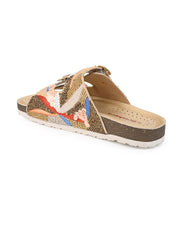A pair of White Hand Embroided sliders A pair of White Hand Embroided sliders