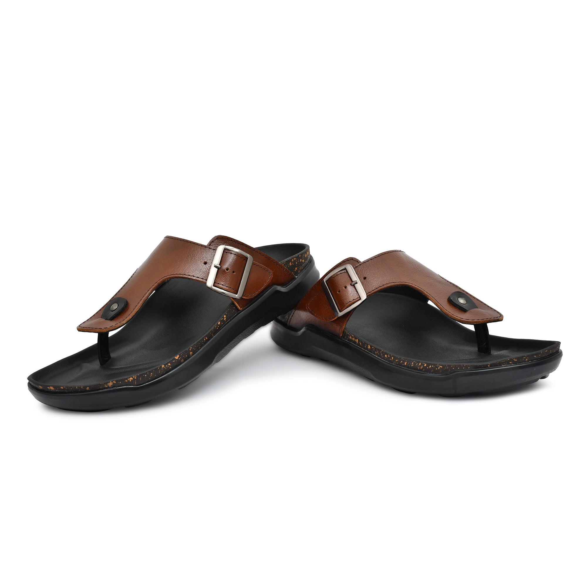 Brown Leather Slippers For Men By CM Brown Leather Slippers For Men By CM