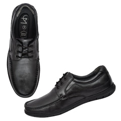 Fashion-forward black leather lace-up shoes with superior comfort. Fashion-forward black leather lace-up shoes with superior comfort.