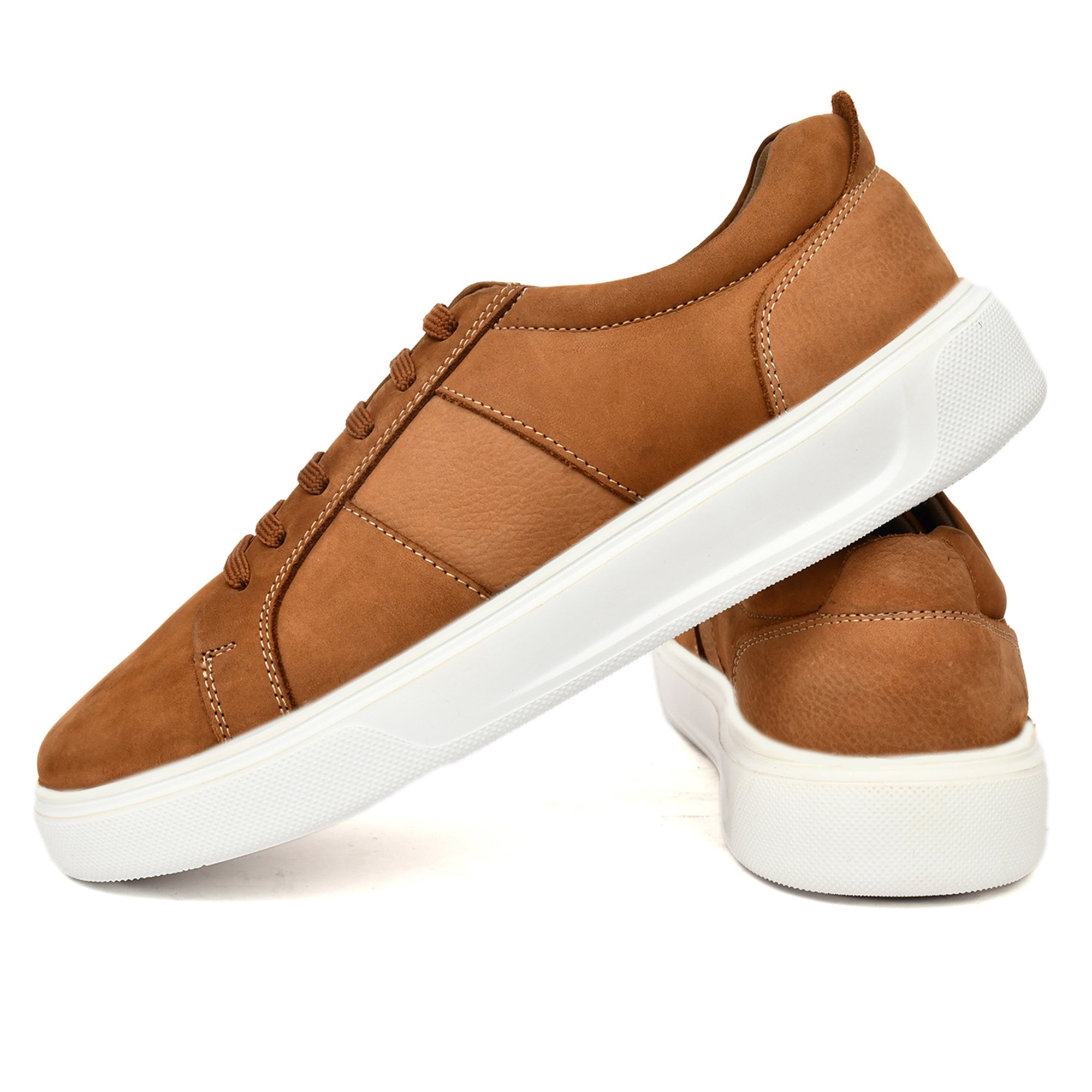 Premium tan Nu-Buck leather sneakers from Country Maddox for effortless style Premium tan Nu-Buck leather sneakers from Country Maddox for effortless style