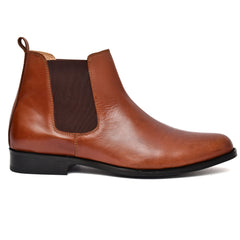 Premium tan leather boots with sturdy construction for durability. Premium tan leather boots with sturdy construction for durability.