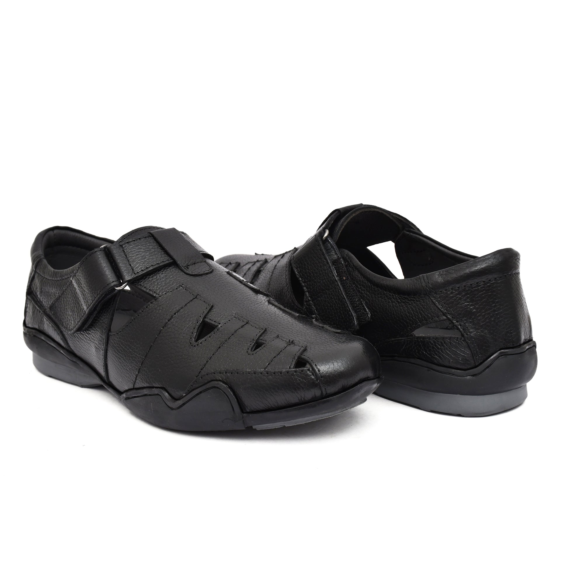 Trendy black leather sandals crafted for men who value comfort Trendy black leather sandals crafted for men who value comfort