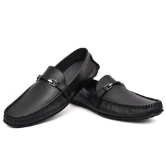Front view of Country Maddox Buckled Black Leather Loafers showcasing sleek design and shiny finish Front view of Country Maddox Buckled Black Leather Loafers showcasing sleek design and shiny finish