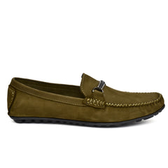 Side view of brown buckled loafers showcasing sleek design Side view of brown buckled loafers showcasing sleek design