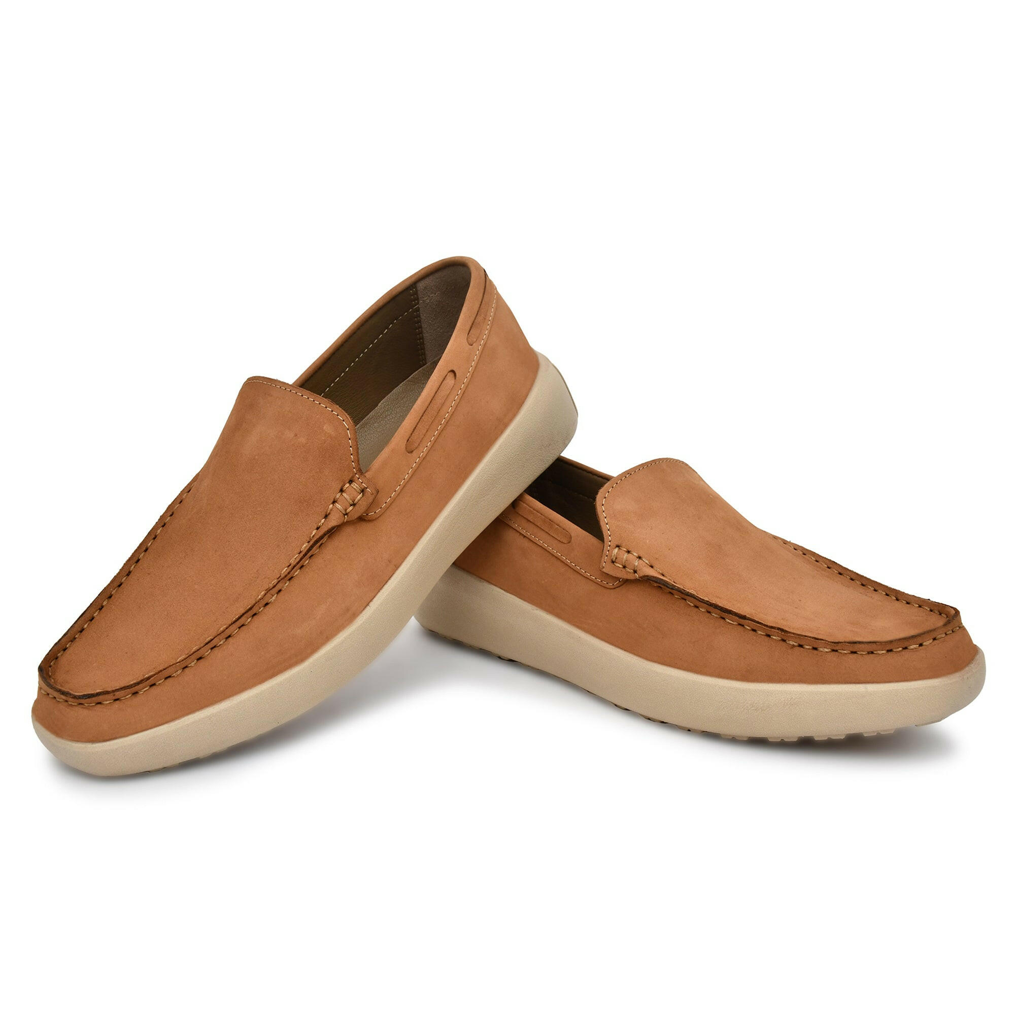 Stylish and comfortable NU-buk leather loafers in a rich olive hue. Stylish and comfortable NU-buk leather loafers in a rich olive hue.