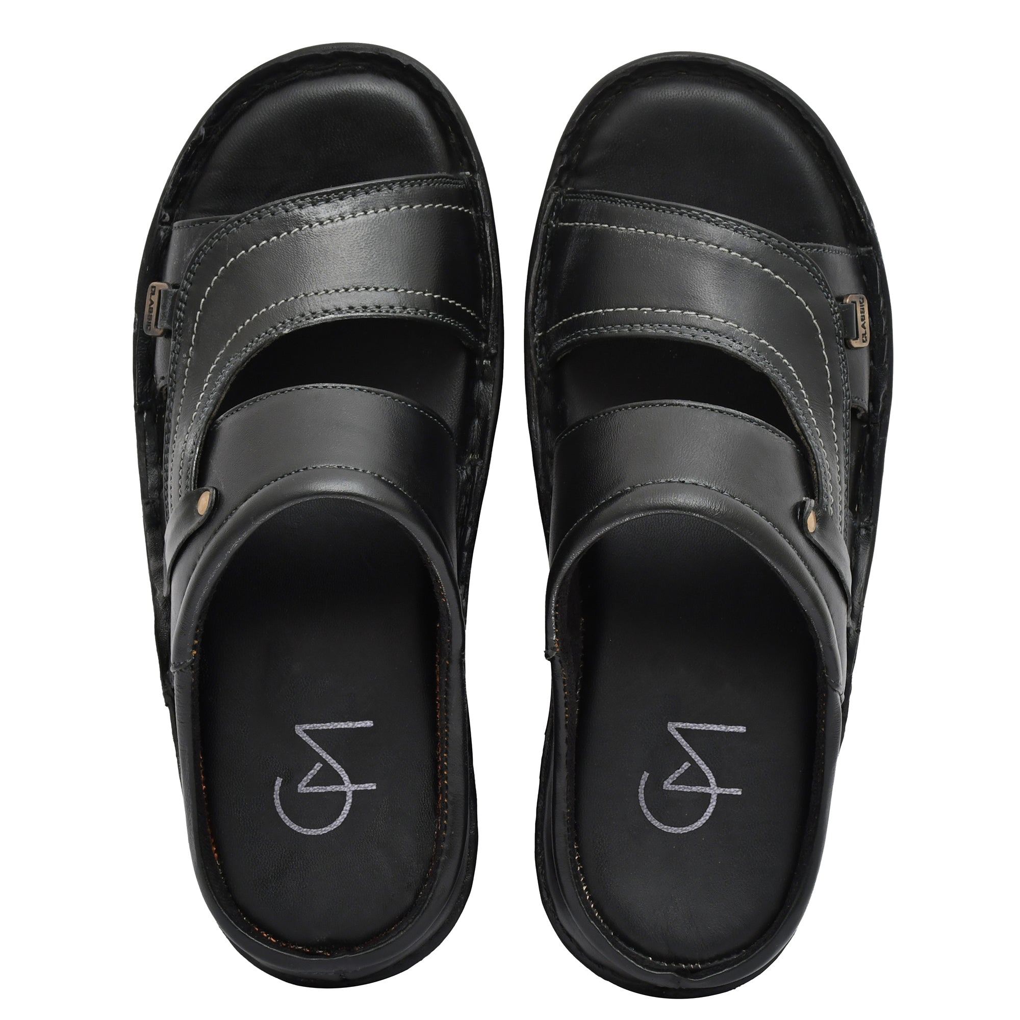 Premium quality black leather slippers with a sleek design Premium quality black leather slippers with a sleek design