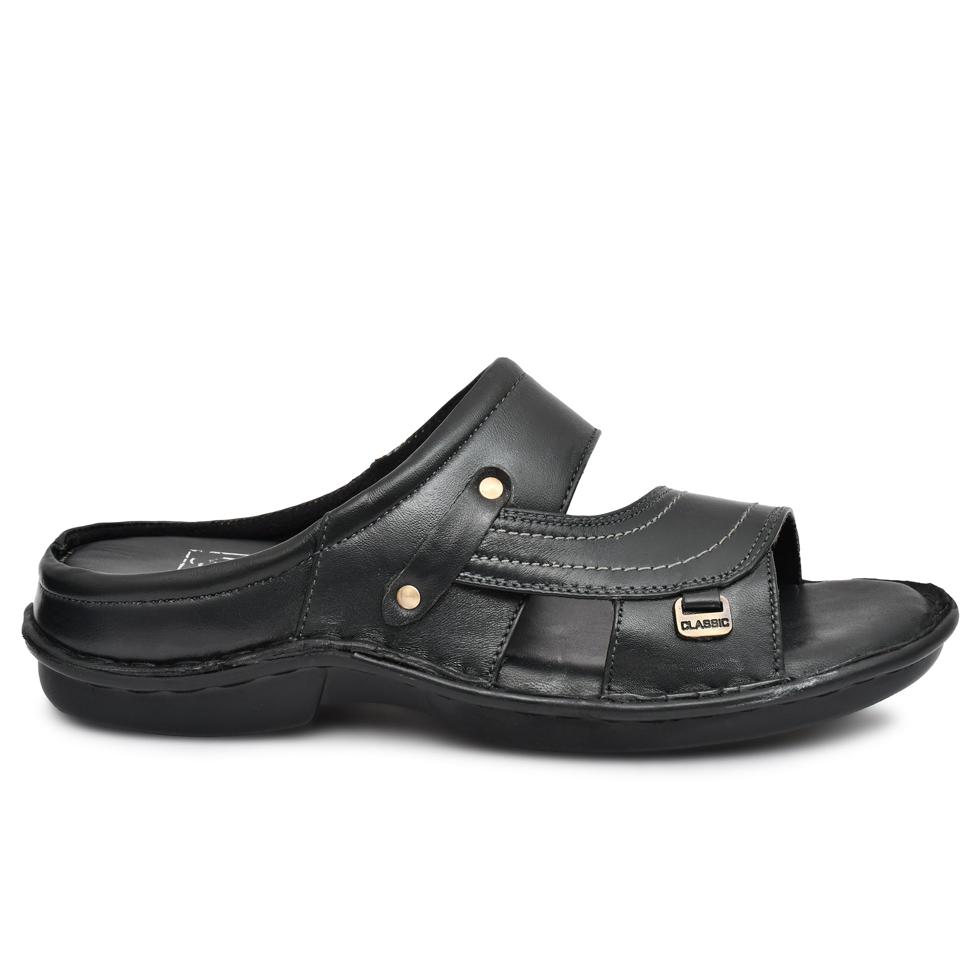 Stylish black leather slippers by Country Maddox for ultimate comfort Stylish black leather slippers by Country Maddox for ultimate comfort