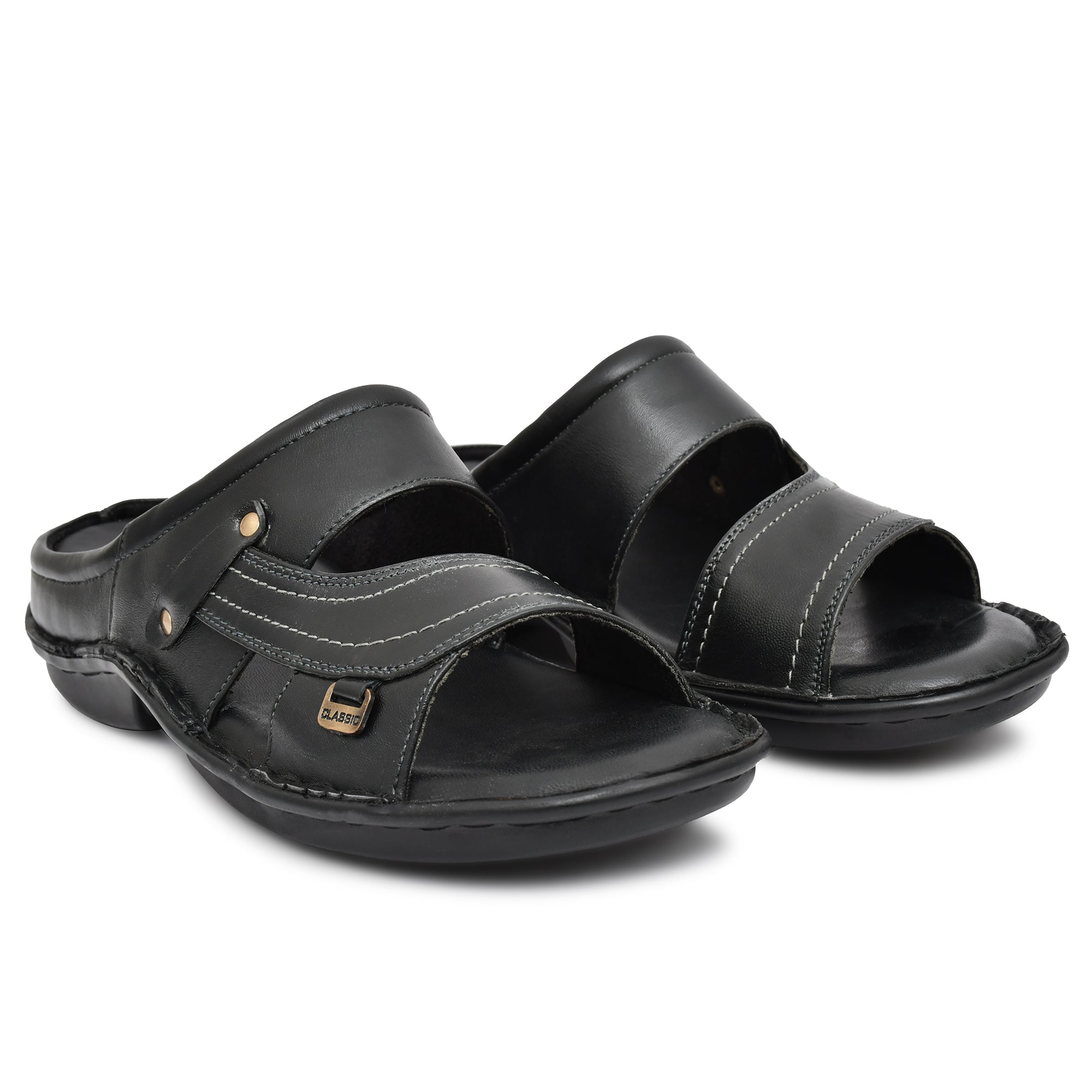 Country Maddox comfortable black leather slippers for men Country Maddox comfortable black leather slippers for men