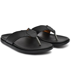 Country Maddox black leather V-shaped slippers for men, blending comfort and style Country Maddox black leather V-shaped slippers for men, blending comfort and style