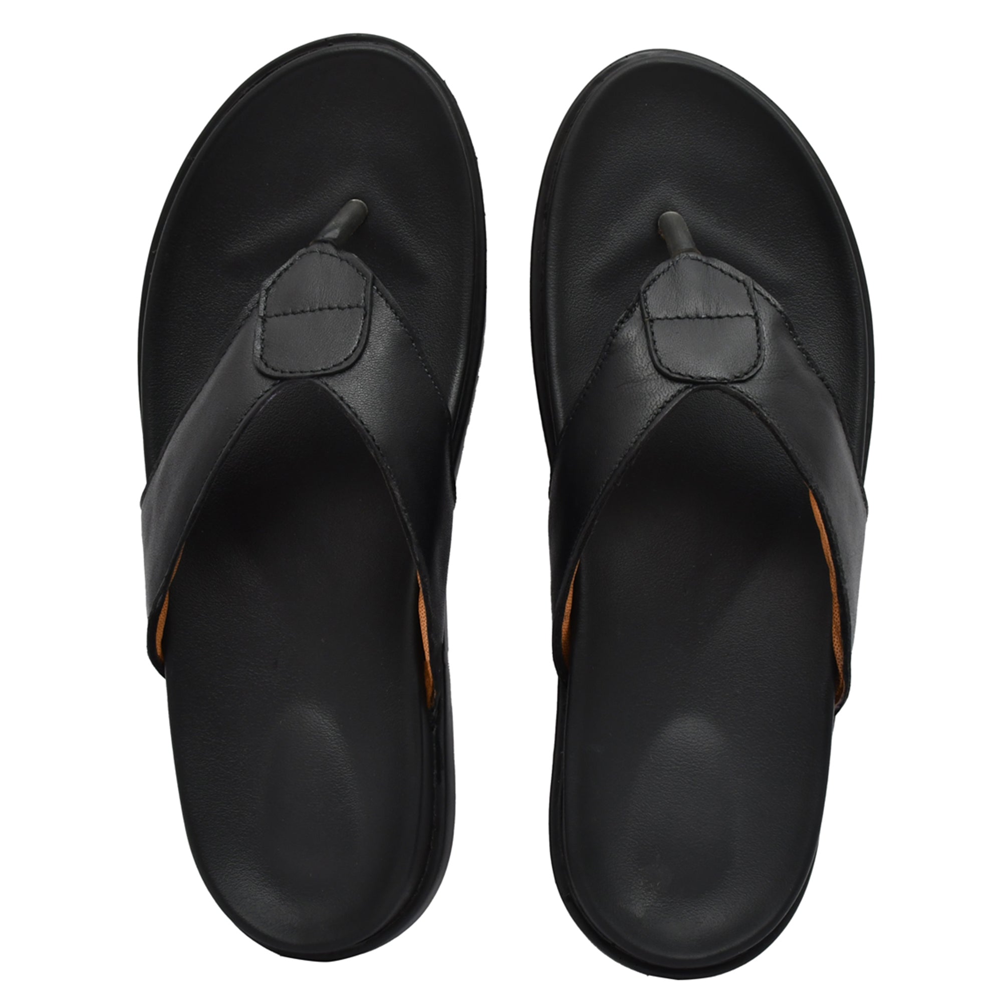 Stylish black V-shaped leather slippers for men from Country Maddox Stylish black V-shaped leather slippers for men from Country Maddox