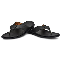 Comfort-focused black leather V-shaped slippers for men by Country Maddox Comfort-focused black leather V-shaped slippers for men by Country Maddox