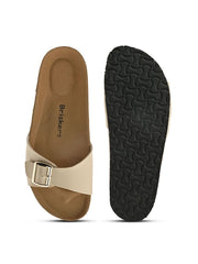 Women Beige Open Toe Flats with Buckles Women Beige Open Toe Flats with Buckles