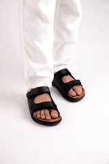 Country Maddox Black Leather Slippers: Timeless Comfort and Style