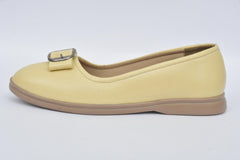 Women's off white ballerina flat, side view