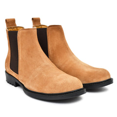 Cheeku Tan Suede Leather Boots from Country Maddox, featuring a stylish design.