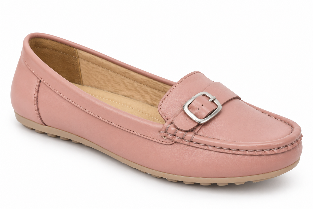 Women's Pink Buckle Detail Loafers – LF 07