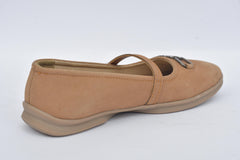 Women's Tan Double Buckle Mary Jane Flats