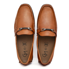 Top-down view of Country Maddox Tan Leather Loafers, featuring the cushioned insole for all-day comfort.