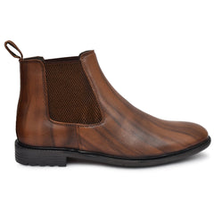 Side view of Country Maddox brown leather boots, emphasizing comfort and durability.