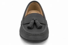 Women's Dark Grey Nubuck Tassel Loafers – LF 05