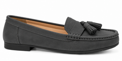 Women's Dark Grey Nubuck Tassel Loafers – LF 05