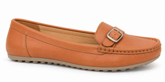 Women's Tan Buckle Detail Loafers – LF 07