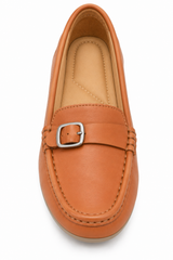 Women's Tan Buckle Detail Loafers – LF 07