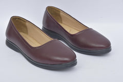Women's burgundy plain toe ballerina flats BL 07, pair front view
