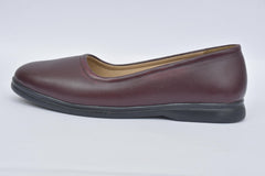 Women's burgundy plain toe ballerina flats BL 07, side view