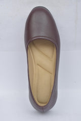 Women's burgundy plain toe ballerina flats BL 07, top view