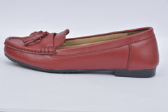 Women's cherry red tassel loafers LF 05, side view
